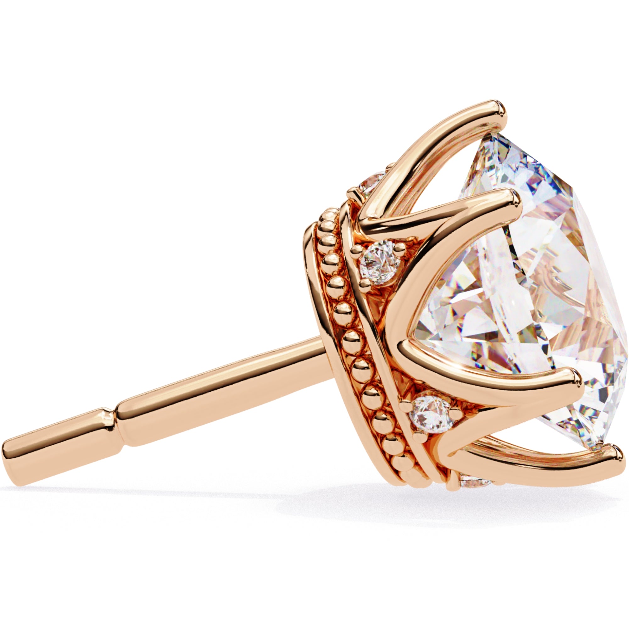 Cercei Stud Royal Cu Diamante Naturale Tăietură Briliant de 2.6 ct din 18K Aur Roz - Castelo.ro