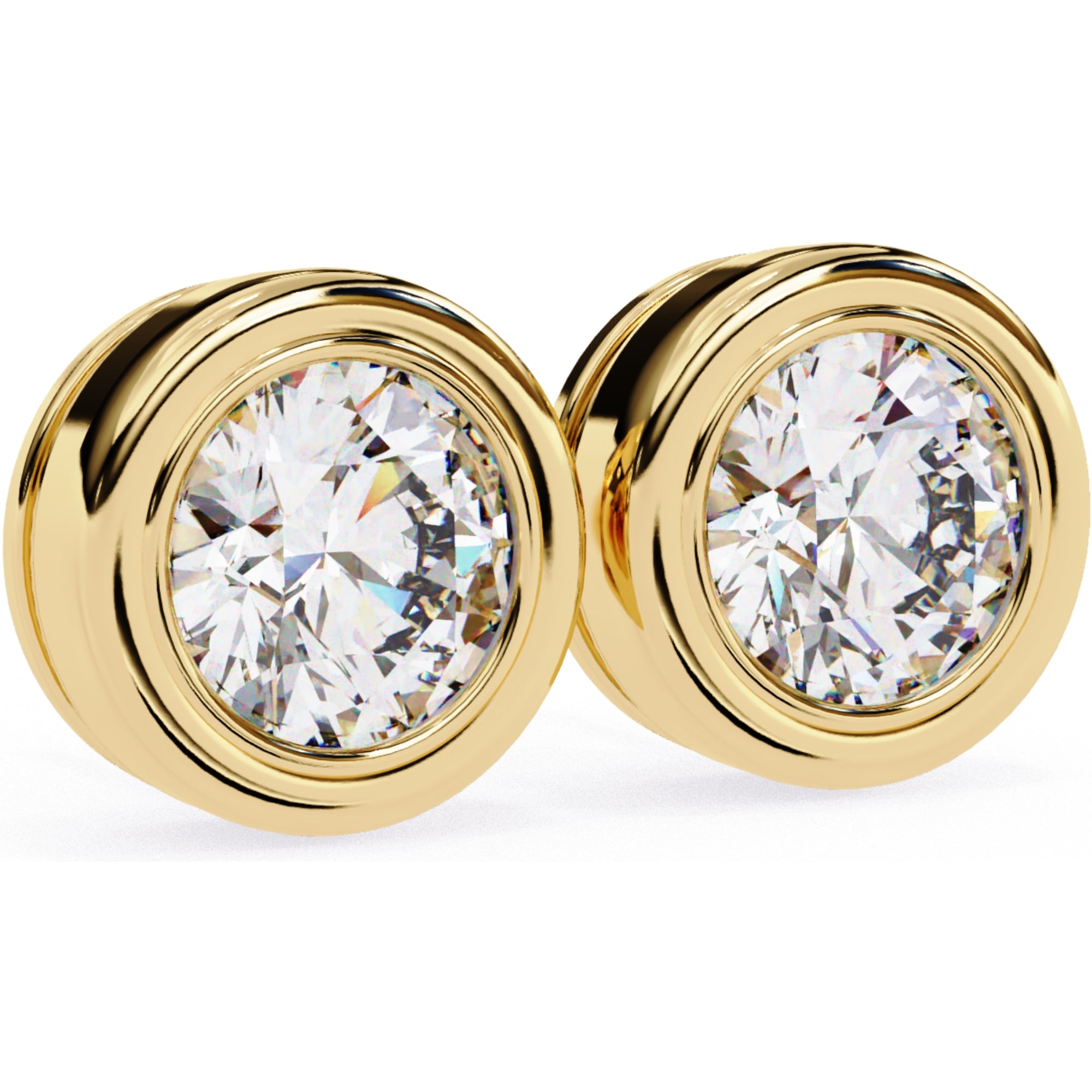 Cercei Stud Bezel din Aur 14k cu Moissanite Tăietură Briliant de 2.5 ct din 14K Aur Galben - Castelo.ro
