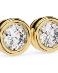 Cercei Stud Bezel din Aur 14k cu Moissanite Tăietură Briliant de 2.5 ct din 14K Aur Galben - Castelo.ro
