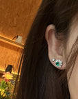 Cercei Stud cu Cristal Verde din Argint S925 Placat cu Rodiu și Zirconiu 5A din - Castelo.ro