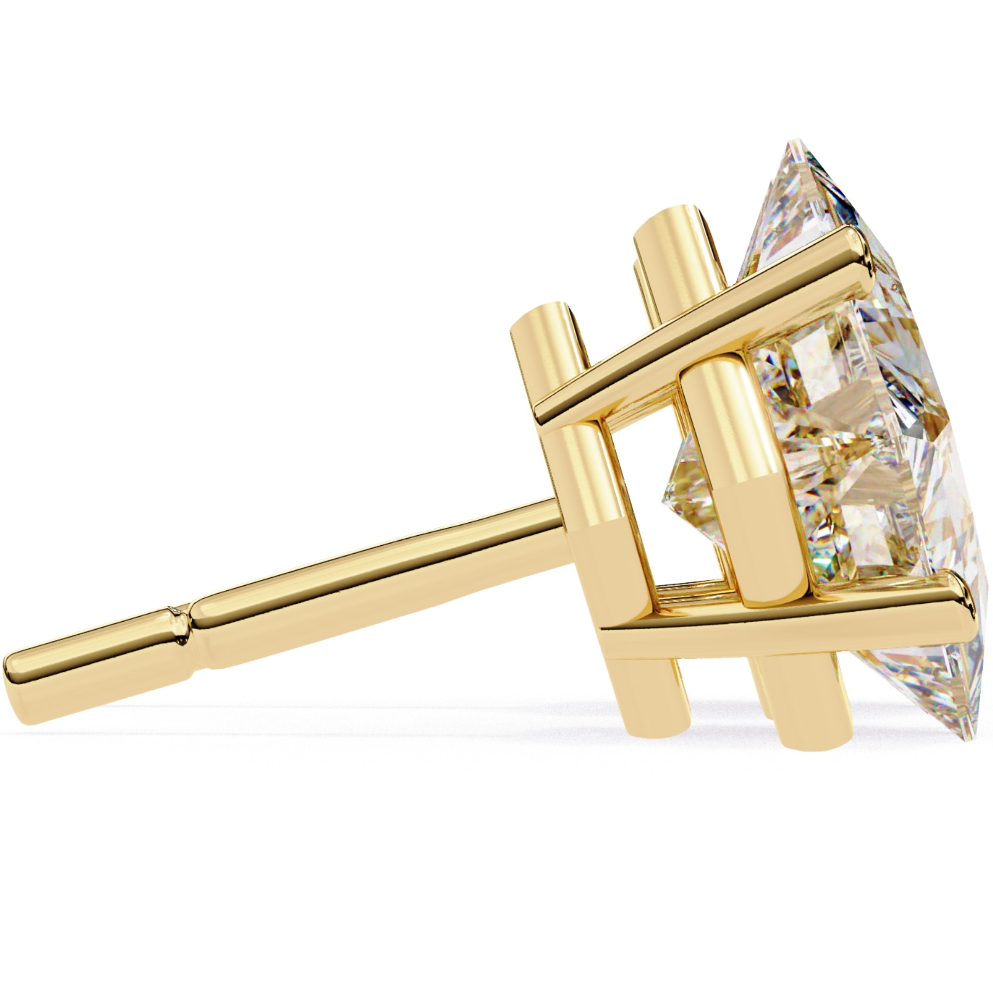 Cercei Stud Cu Diamante Naturale Tăietură Princess de 2 ct din - Castelo.ro