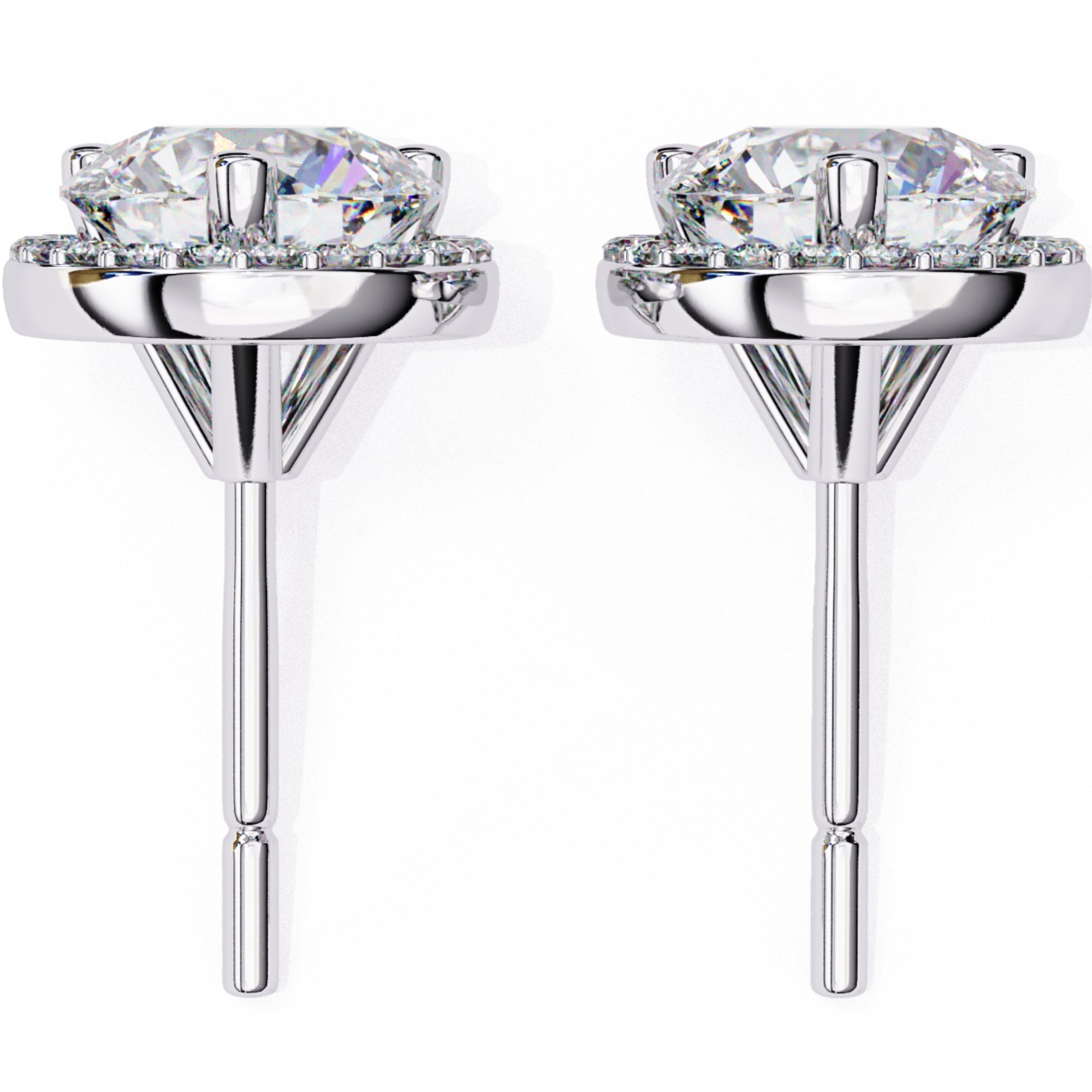 Cercei Stud Halo Dreams din Aur 14k cu Moissanite de 1.95 ct