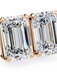 Cercei Stud Noble cu Diamante Create în Laborator Tăietură Emerald de 2.4 ct din 18K Aur Roz - Castelo.ro
