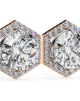 Cercei Hexa Stud Halo cu Diamante Create în Laborator de 2.1 ct din 18K Aur Roz - Castelo.ro