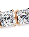 Cercei Stud Imperial cu Diamante Naturale Tăietură Princess de 3 ct din 18K Aur Roz - Castelo.ro