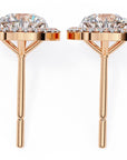 Cercei Stud Round Halo cu Diamante Create în Laborator de 0.92 ct din 18K Aur Roz - Castelo.ro