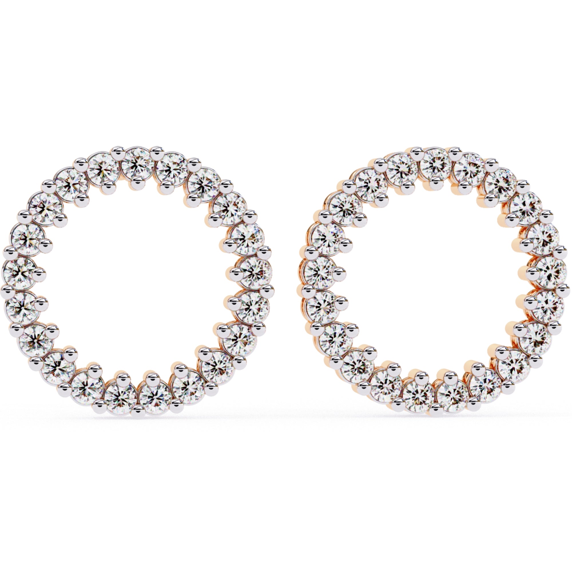 Cercei Stud Circle of Fire din Aur 14k cu Moissanite Tăietură Briliant de 0.3 ct din 14K Aur Roz - Castelo.ro