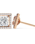 Cercei Stud Square cu Diamante Create în Laborator de 0.84 ct din 18K Aur Roz - Castelo.ro