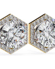 Cercei Hexa Stud Halo cu Diamante Create în Laborator de 2.1 ct din 18K Aur Galben - Castelo.ro