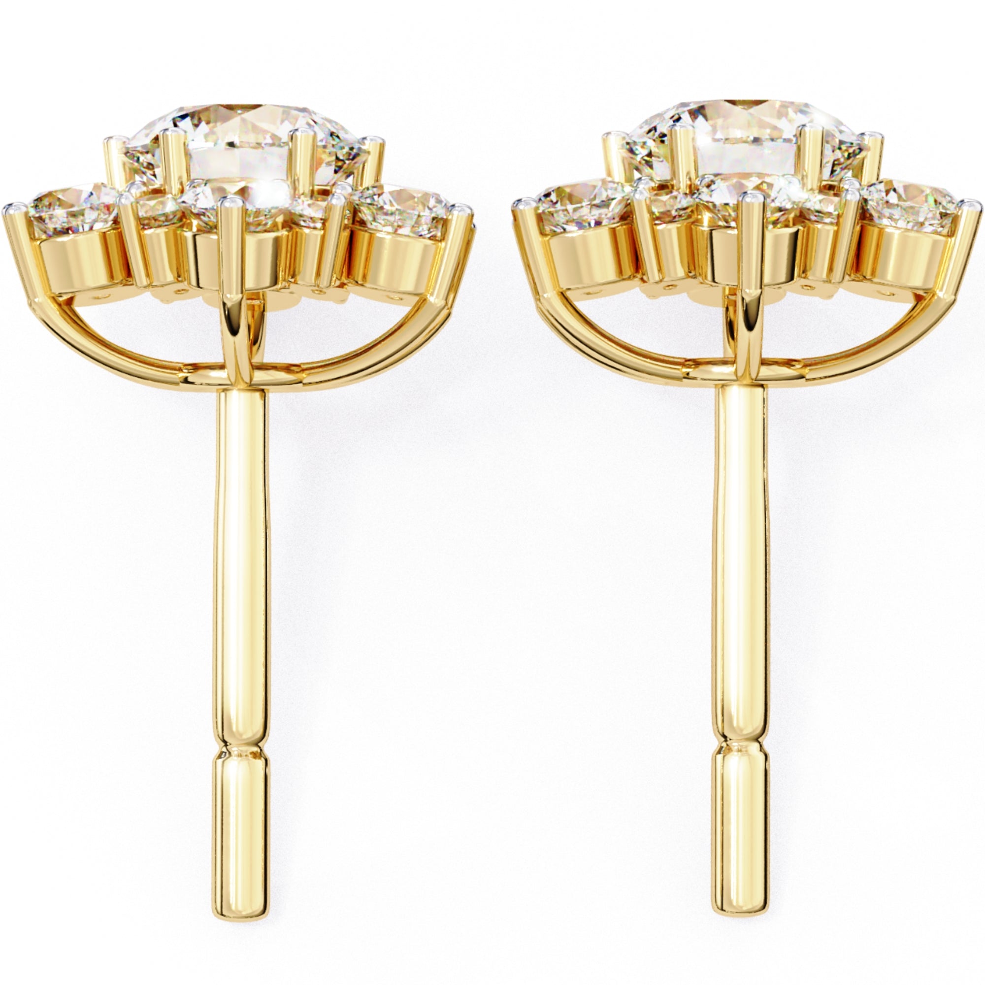 Cercei Stud Snowflake cu Diamante Create în Laborator de 0.72 ct din 18K Aur Galben - Castelo.ro