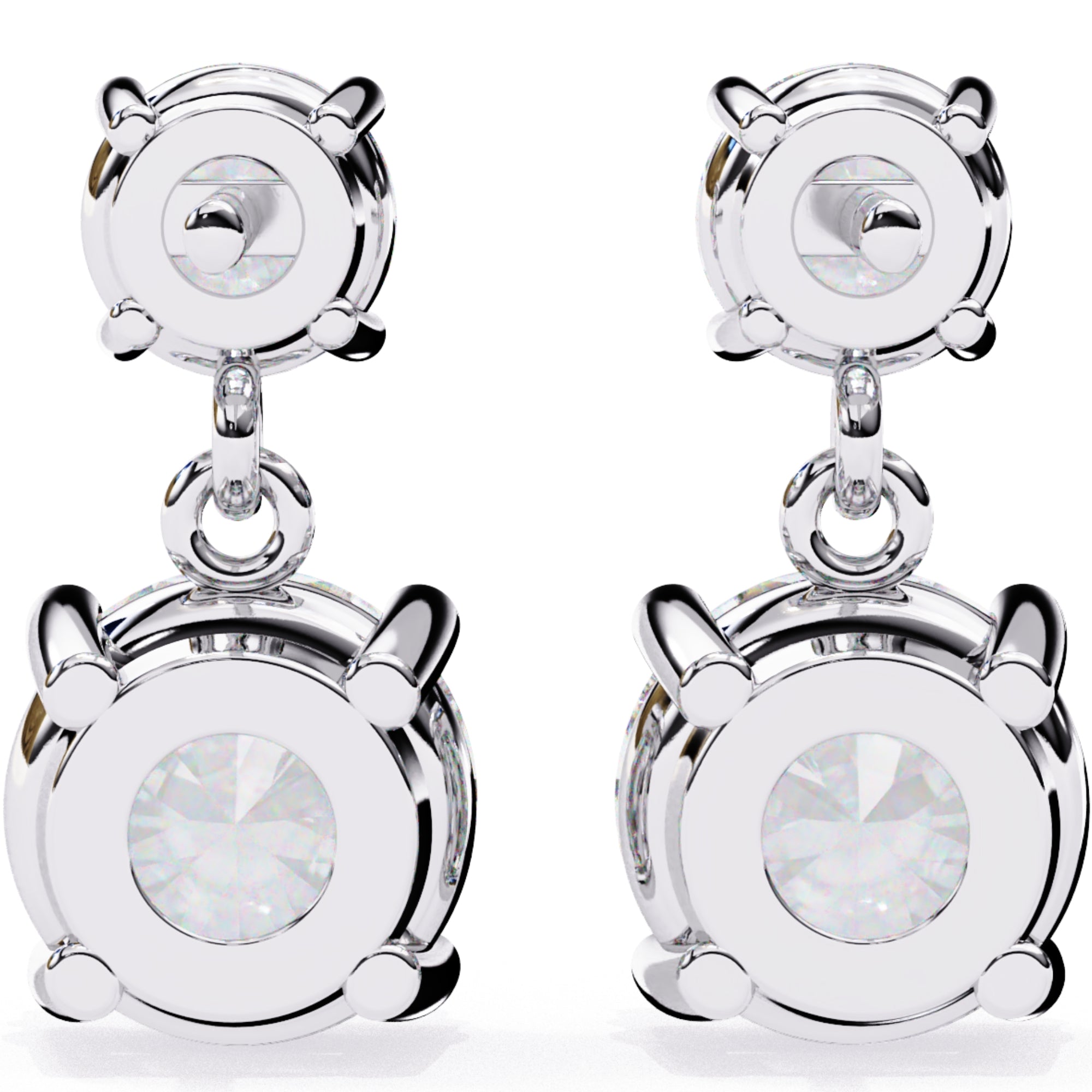 Cercei Drop Stud din Aur 14k Cu Diamante Create în Laborator Tăietură Briliant de 3.7 ct din 14K Aur Alb - Castelo.ro
