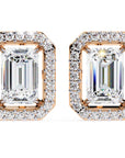 Cercei Stud Louvre Radiant cu Diamante Create în Laborator de 0.86 ct din 18K Aur Roz - Castelo.ro