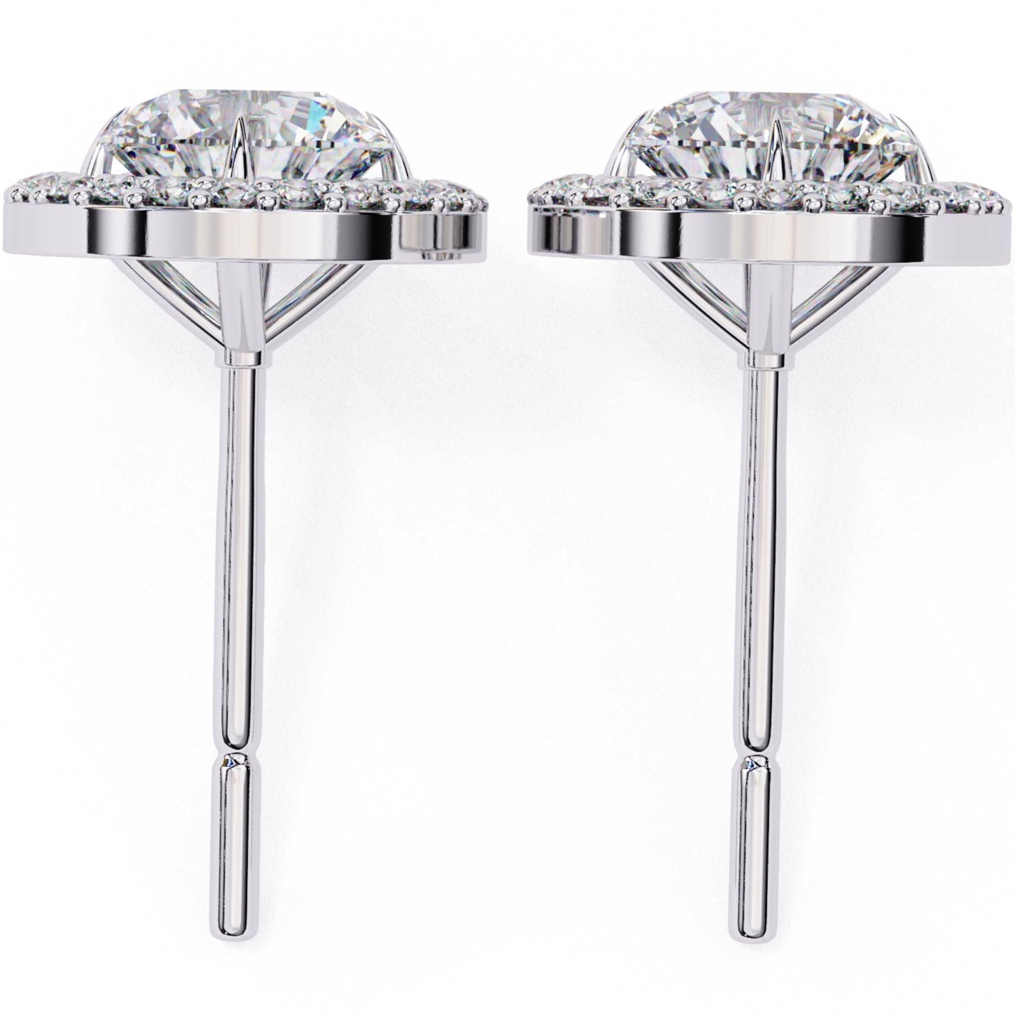 Cercei Stud Round Halo cu Diamante Create în Laborator de 0.92 ct din - Castelo.ro