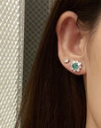 Cercei Stud cu Cristal Verde din Argint S925 Placat cu Rodiu și Zirconiu 5A din - Castelo.ro