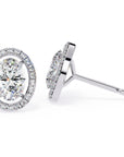 Cercei Stud Oval Star din Aur 14k cu Diamante Create în Laborator de 0.97 ct din 14K Aur Alb - Castelo.ro
