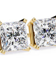 Cercei Stud Imperial din Aur 14k cu Moissanite Tăietură Princess de 3 ct din 14K Aur Galben - Castelo.ro