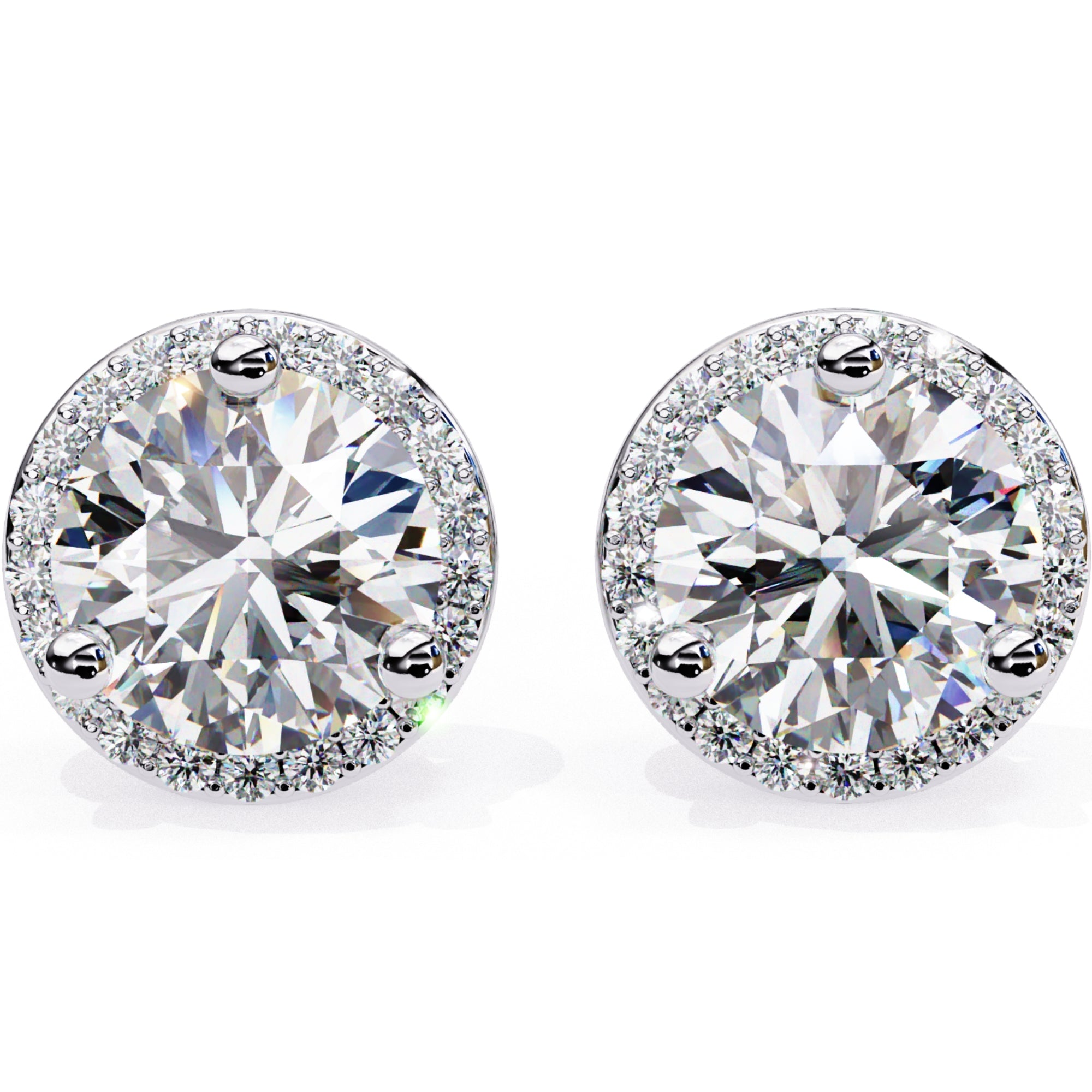 Cercei Stud Halo Dreams din Aur 14k cu Moissanite de 1.95 ct