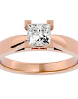 Inel de Logodnă cu Diamant Creat în Laborator Tăietură Princess de 0.65 ct din 18k Aur Roz - Castelo.ro