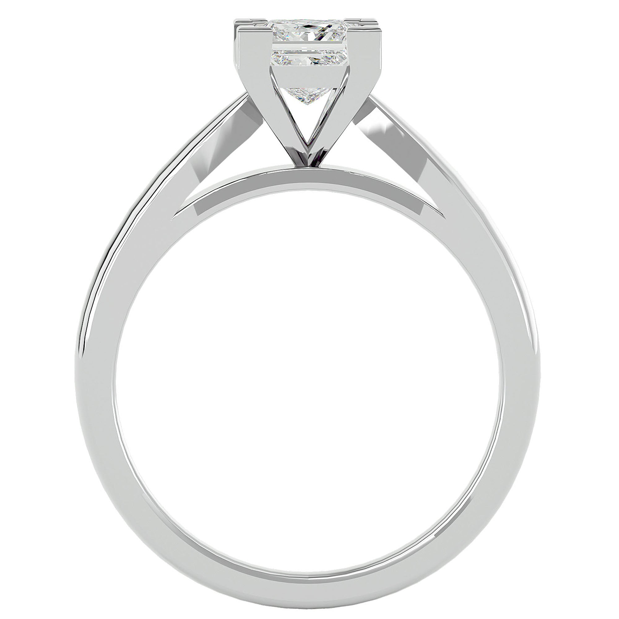 Inel de Logodnă din Aur 14k cu Diamant Natural Tăietură Princess de 0.65 ct din 14k Aur Alb - Castelo.ro