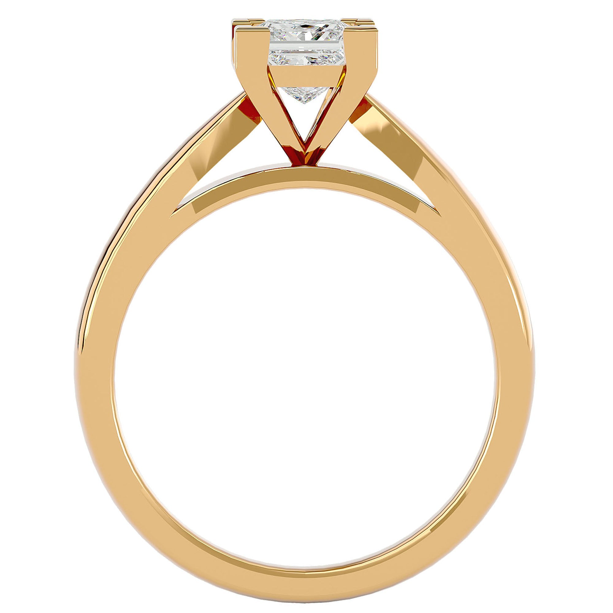 Inel de Logodnă din Aur 14k cu Moissanite Tăietură Princess de 0.65 ct din 14k Aur Galben - Castelo.ro