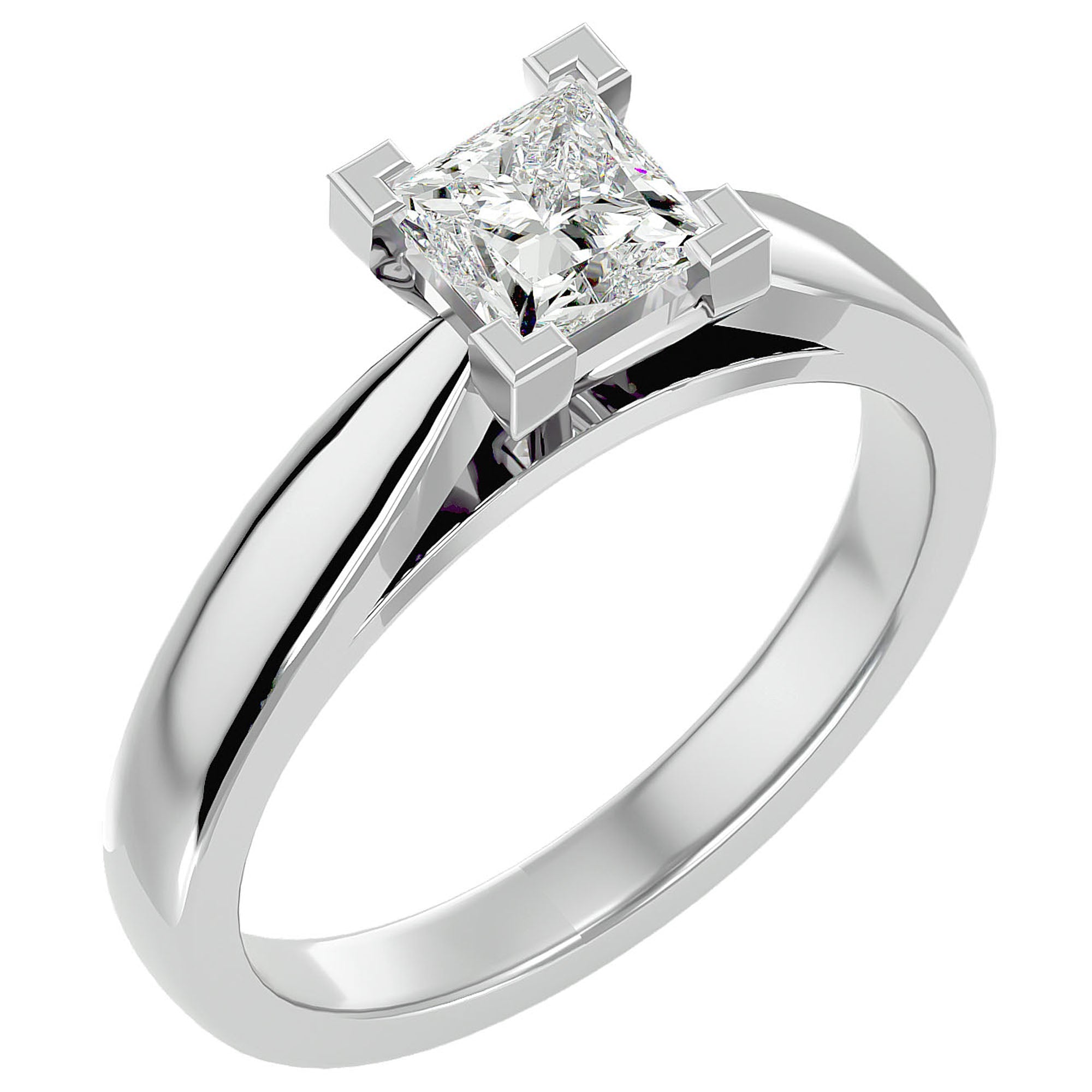 Inel de Logodnă din Aur 14k cu Diamant Natural Tăietură Princess de 0.65 ct din 14k Aur Alb - Castelo.ro