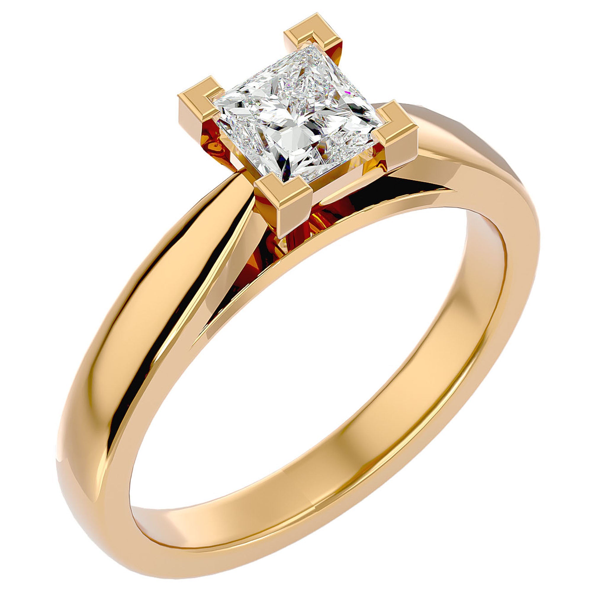 Inel de Logodnă din Aur 14k cu Moissanite Tăietură Princess de 0.65 ct din 14k Aur Galben - Castelo.ro