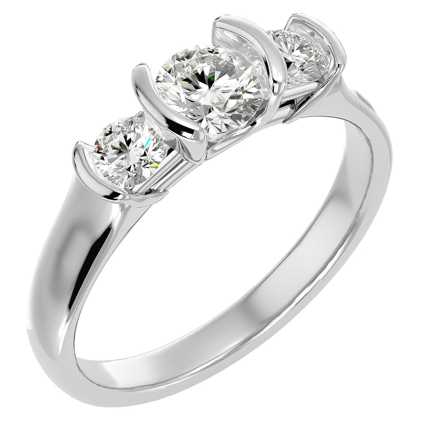 Inel Rosette cu Trei Moissanite de 0.88 ct din Platina - Castelo.ro