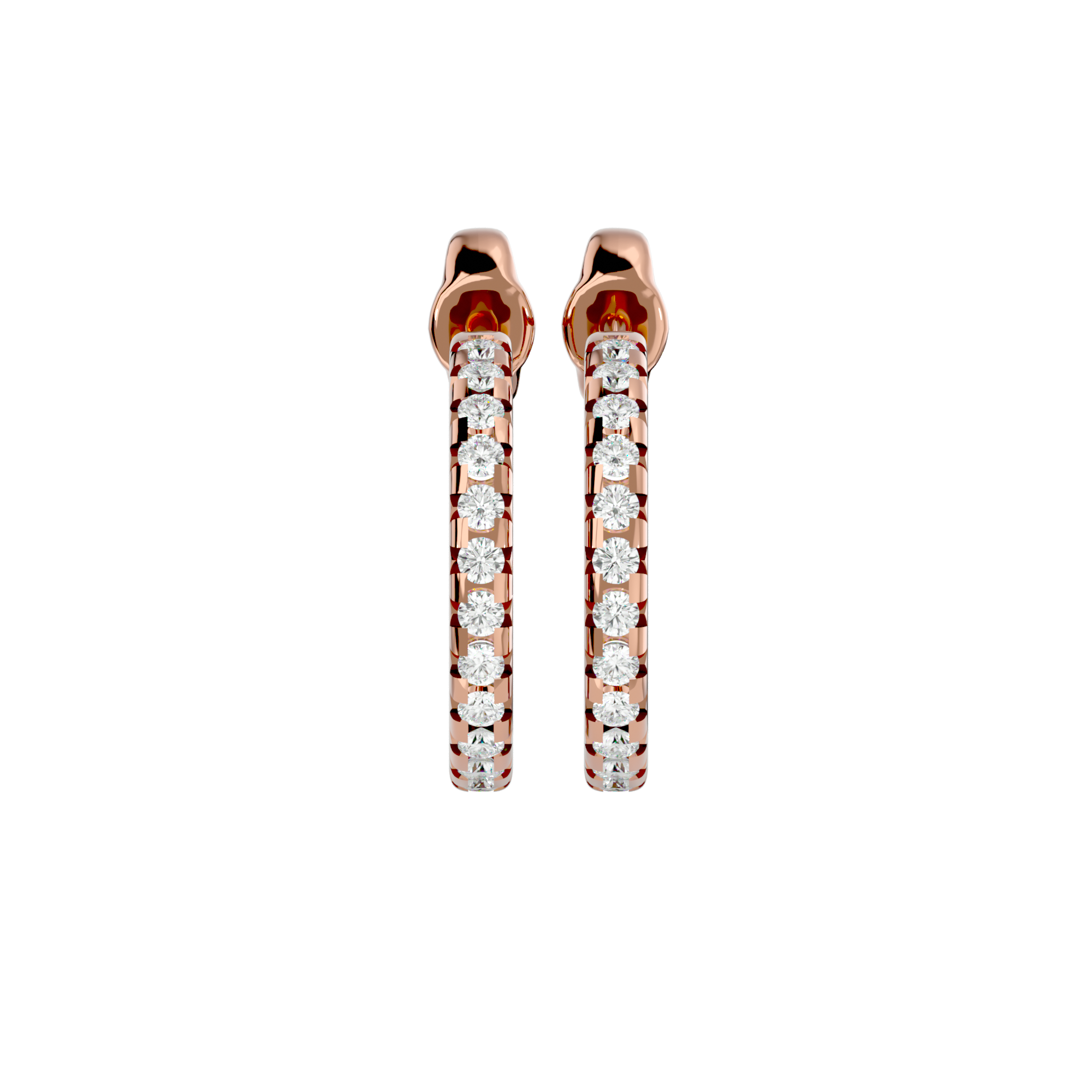 Cercei Hoop din Aur 14k Cu Diamante Naturale de 0.70 ct din 14k Aur Roz - Castelo.ro