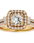 Inel de Logodnă Vintage Pavé Halo cu Diamante Naturale de 0.74 ct din 18k Aur Galben - Castelo.ro