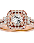 Inel de Logodnă Vintage Pavé Halo cu Diamante Naturale de 0.74 ct din 18k Aur Roz - Castelo.ro