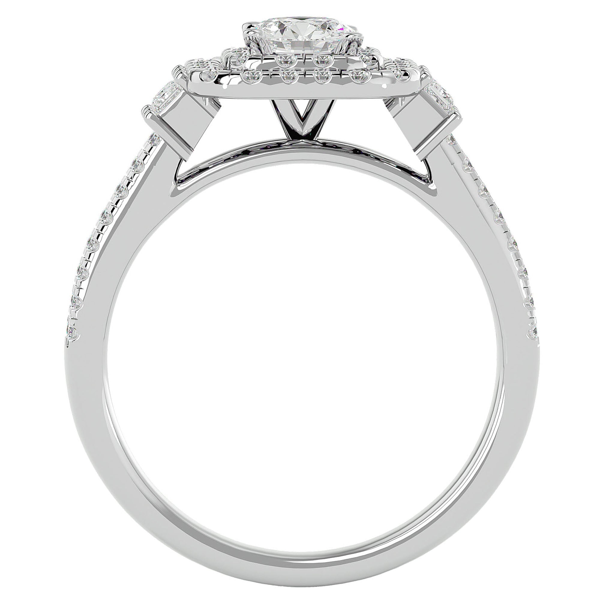 Inel de Logodnă Vintage Pavé Halo cu Diamante Naturale de 0.74 ct din Platina - Castelo.ro