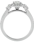 Inel de Logodnă Vintage Pavé Halo din Aur 14k cu Diamante Create în Laborator de 0.74 ct din 14k Aur Alb - Castelo.ro