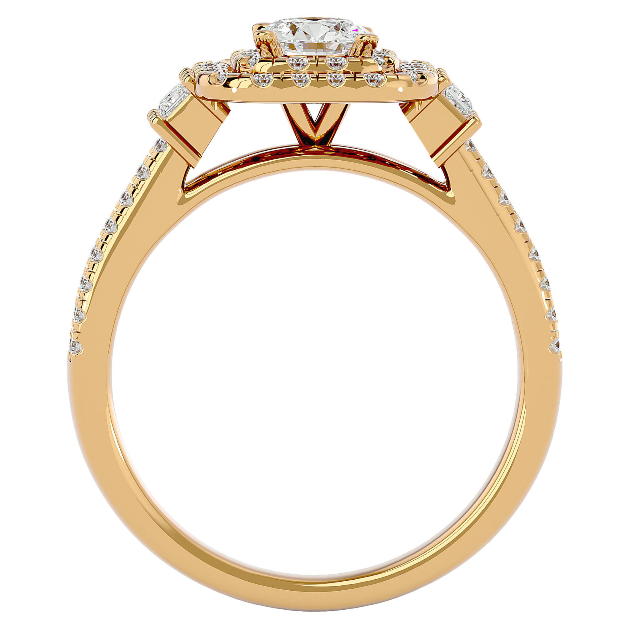 Inel de Logodnă Vintage Pavé Halo cu Diamante Naturale de 0.74 ct din 18k Aur Galben - Castelo.ro