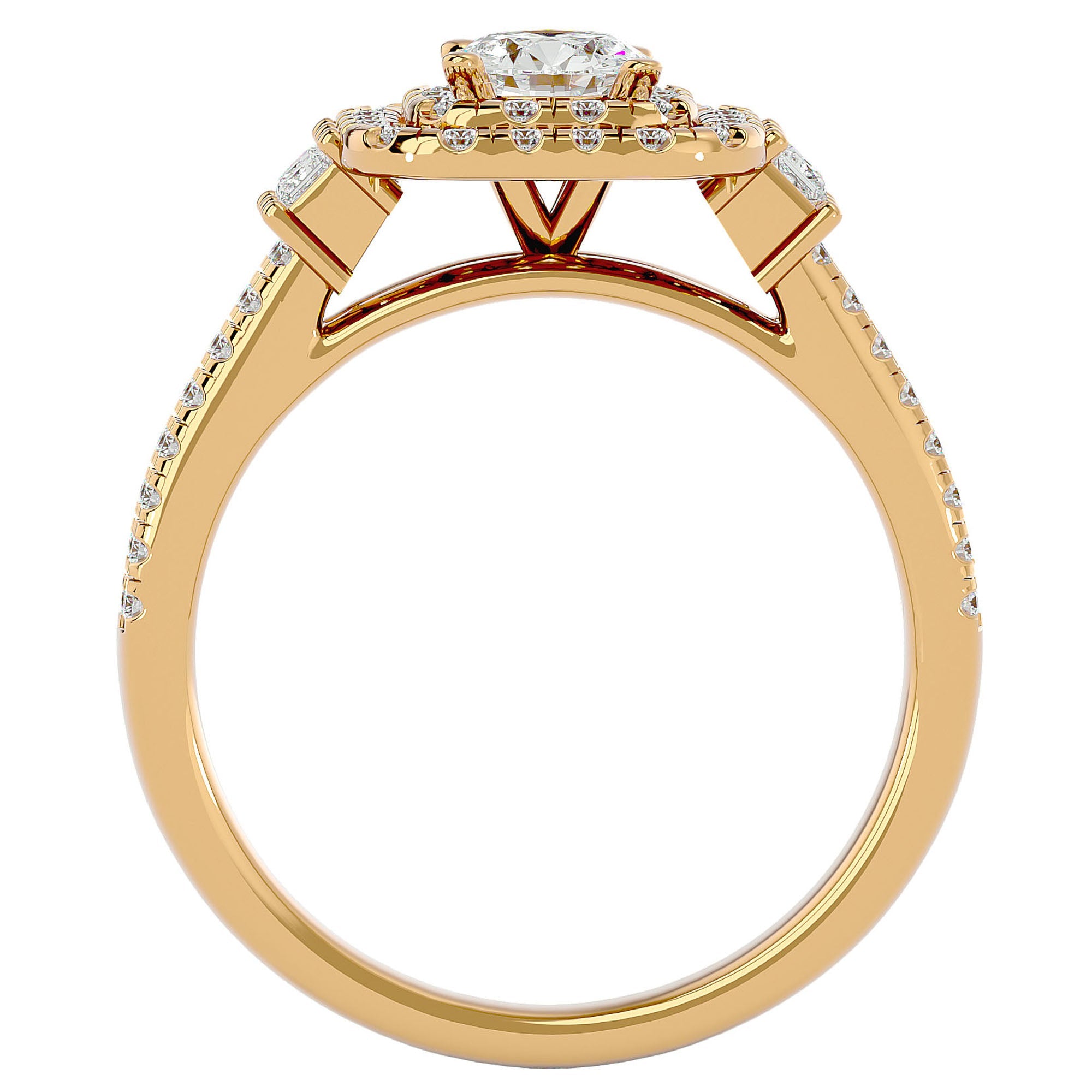 Inel de Logodnă Vintage Pavé Halo din Aur 14k cu Diamante Create în Laborator de 0.74 ct din 14k Aur Galben - Castelo.ro