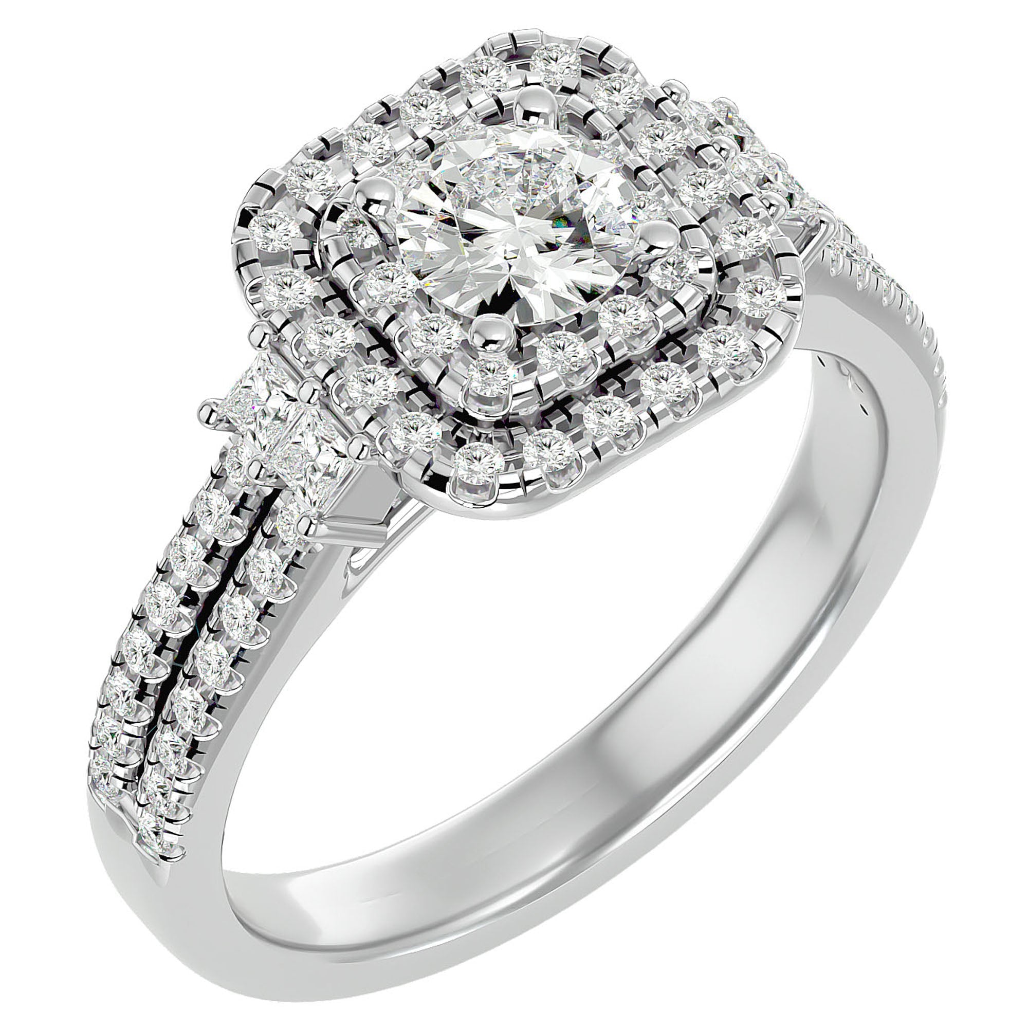 Inel de Logodnă Vintage Pavé Halo cu Diamante Naturale de 0.74 ct din Platina - Castelo.ro