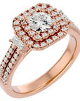 Inel de Logodnă Vintage Pavé Halo din Aur 14k cu Diamante Create în Laborator de 0.74 ct din 14k Aur Roz - Castelo.ro