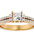 Inel de Logodnă Pavé din Aur 14k cu Diamant Creat în Laborator Tăietură Princess de 0.73 ct din 14k Aur Galben - Castelo.ro
