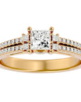Inel de Logodnă Pavé cu Moissanite Tăietură Princess de 0.73 ct din 18k Aur Galben - Castelo.ro