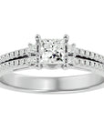 Inel de Logodnă Pavé din Aur 14k cu Diamant Natural Tăietură Princess de 0.73 ct din 14k Aur Alb - Castelo.ro