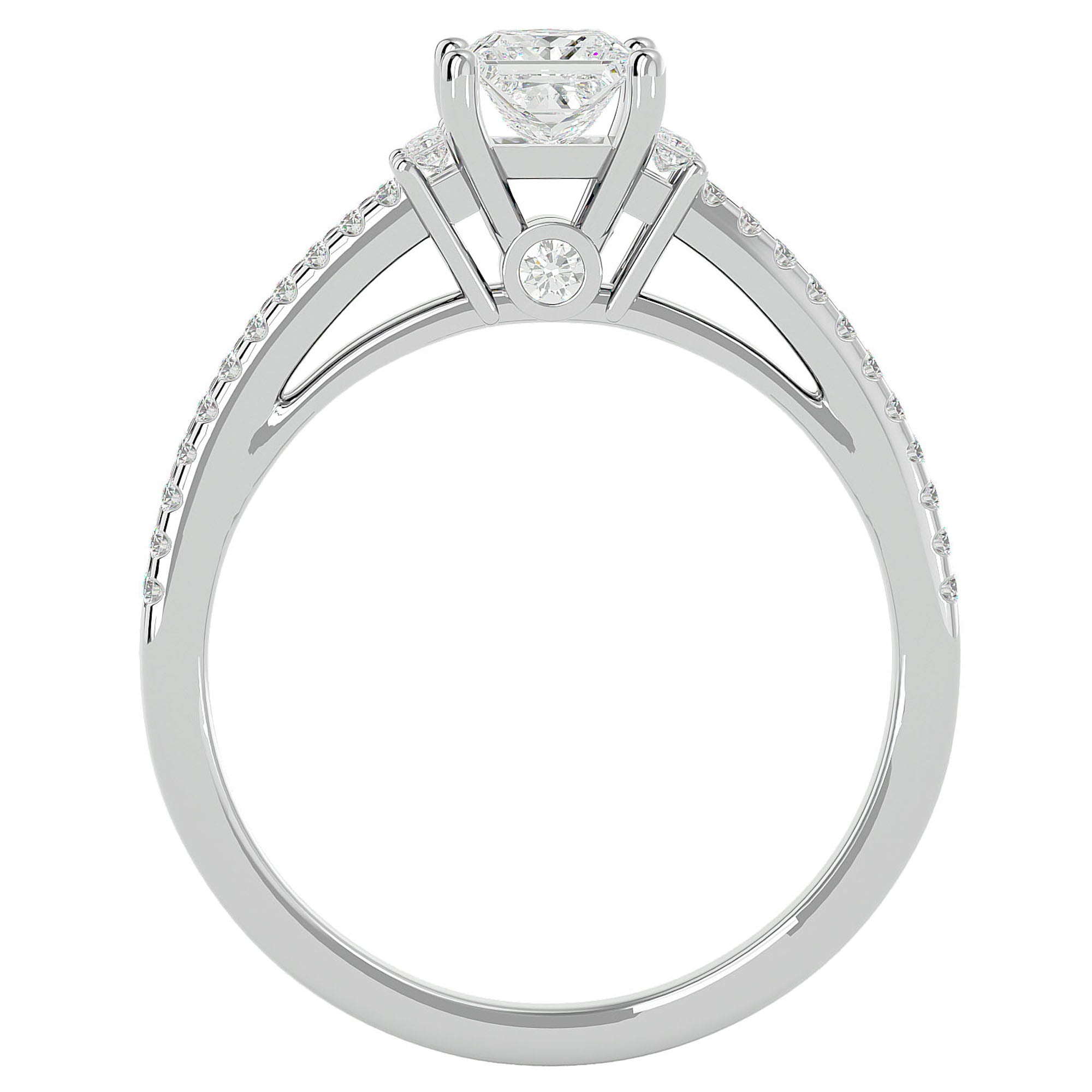 Inel de Logodnă Pavé din Aur 14k cu Diamant Creat în Laborator Tăietură Princess de 0.73 ct din 14k Aur Alb - Castelo.ro