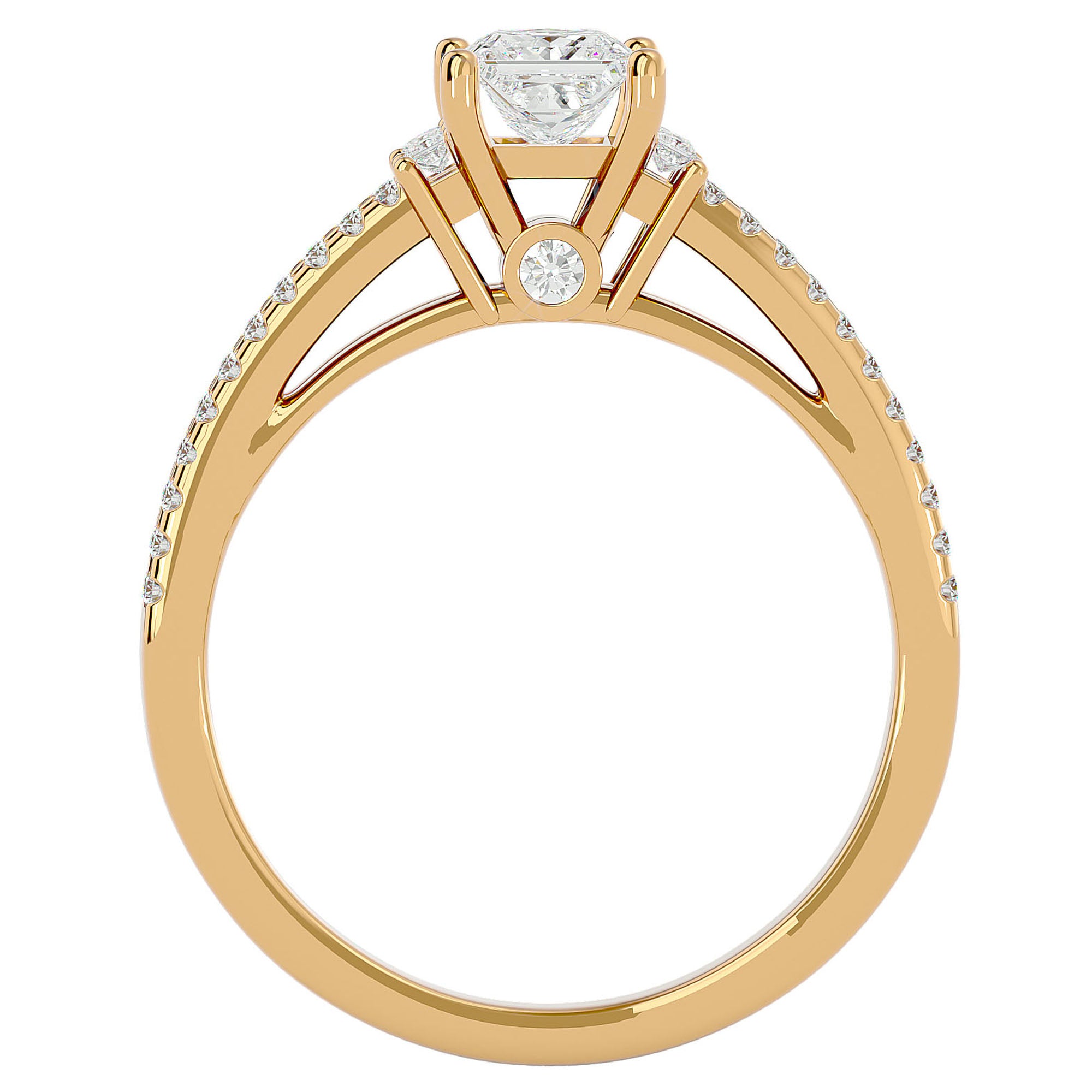 Inel de Logodnă Pavé din Aur 14k cu Diamant Creat în Laborator Tăietură Princess de 0.73 ct din 14k Aur Galben - Castelo.ro