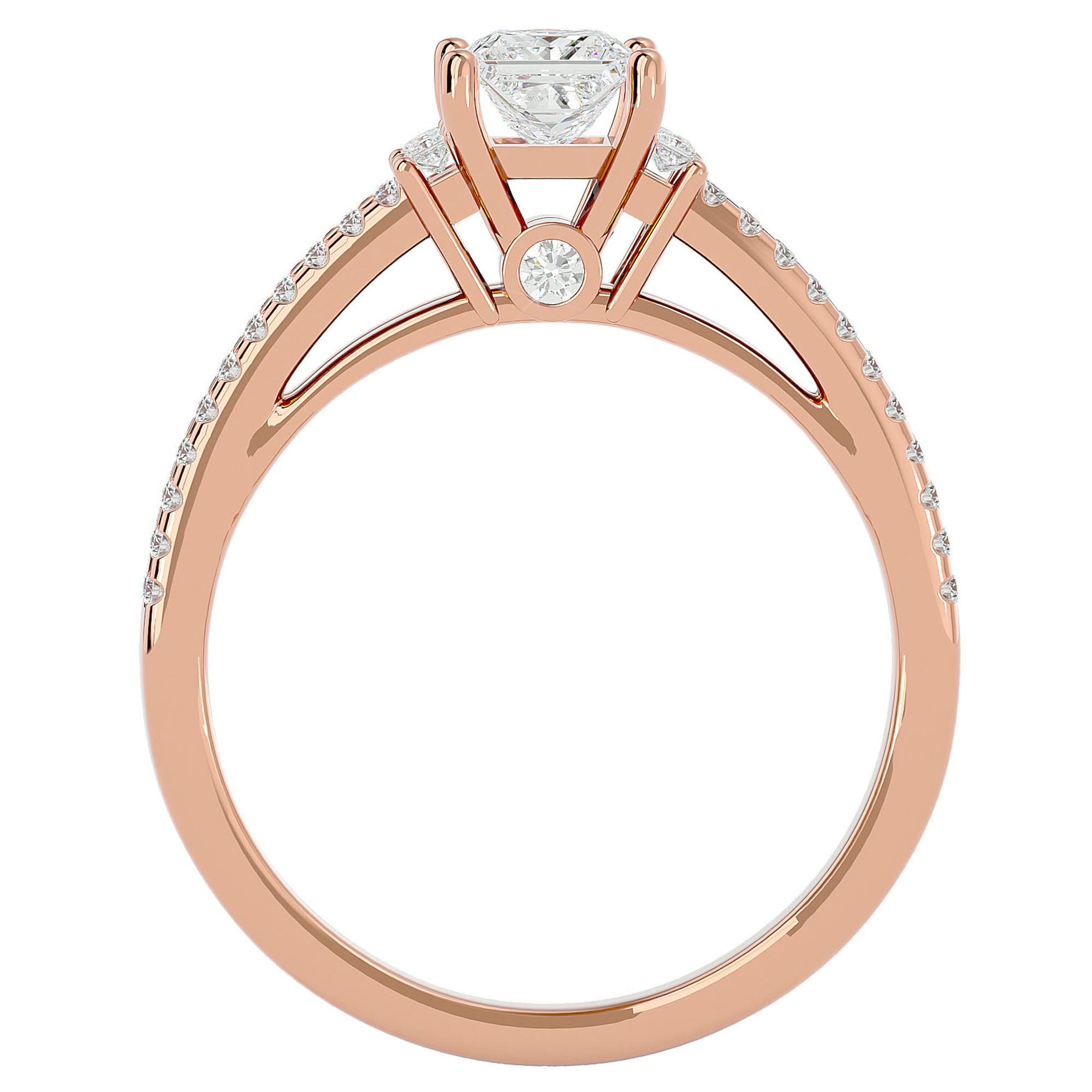 Inel de Logodnă Pavé din Aur 14k cu Diamant Creat în Laborator Tăietură Princess de 0.73 ct din 14k Aur Roz - Castelo.ro