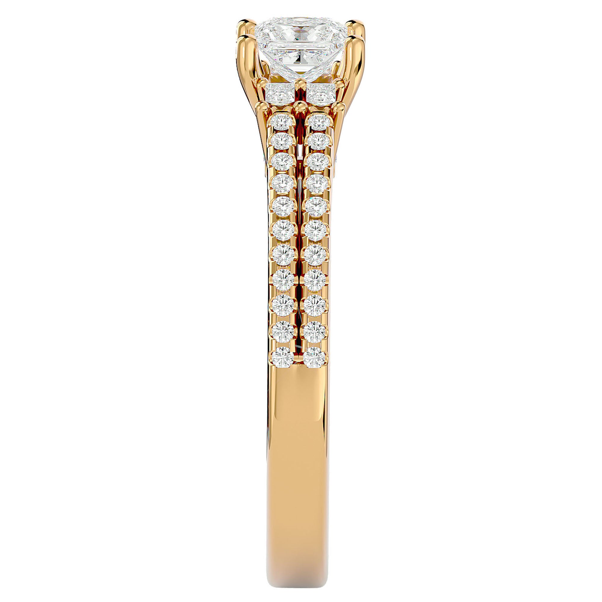 Inel de Logodnă Pavé din Aur 14k cu Diamant Creat în Laborator Tăietură Princess de 0.73 ct din 14k Aur Galben - Castelo.ro