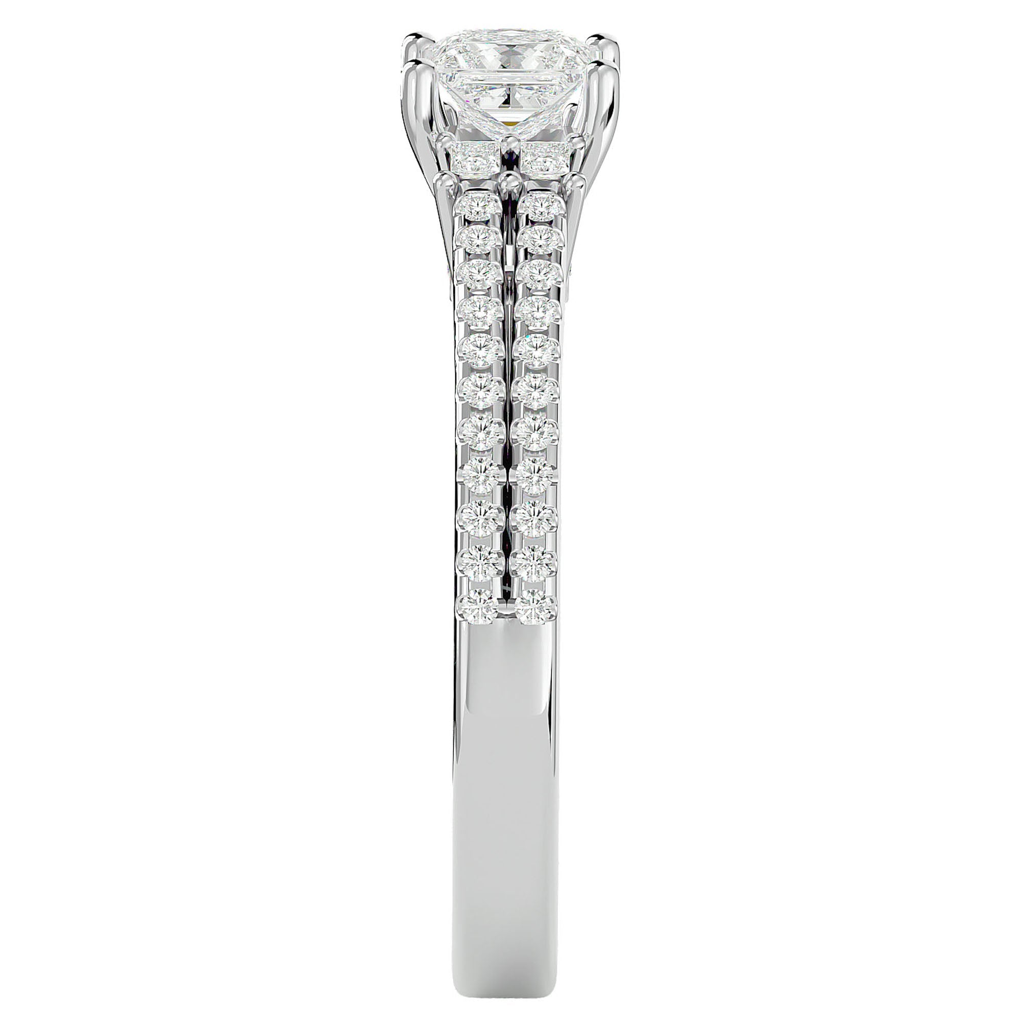 Inel de Logodnă Pavé din Aur 14k cu Diamant Creat în Laborator Tăietură Princess de 0.73 ct din 14k Aur Alb - Castelo.ro