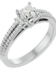 Inel de Logodnă Pavé din Aur 14k cu Diamant Creat în Laborator Tăietură Princess de 0.73 ct din 14k Aur Alb - Castelo.ro
