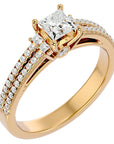 Inel de Logodnă Pavé cu Moissanite Tăietură Princess de 0.73 ct din 18k Aur Galben - Castelo.ro