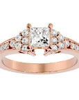Inel de Logodnă cu Diamante Naturale Tăietură Princess de 0.92 ct din 18k Aur Roz - Castelo.ro