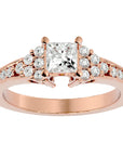 Inel de Logodnă cu Diamante Create în Laborator Tăietură Princess de 0.92 ct din 18k Aur Roz - Castelo.ro