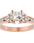Inel de Logodnă cu Diamante Create în Laborator Tăietură Princess de 0.92 ct din 18k Aur Roz - Castelo.ro