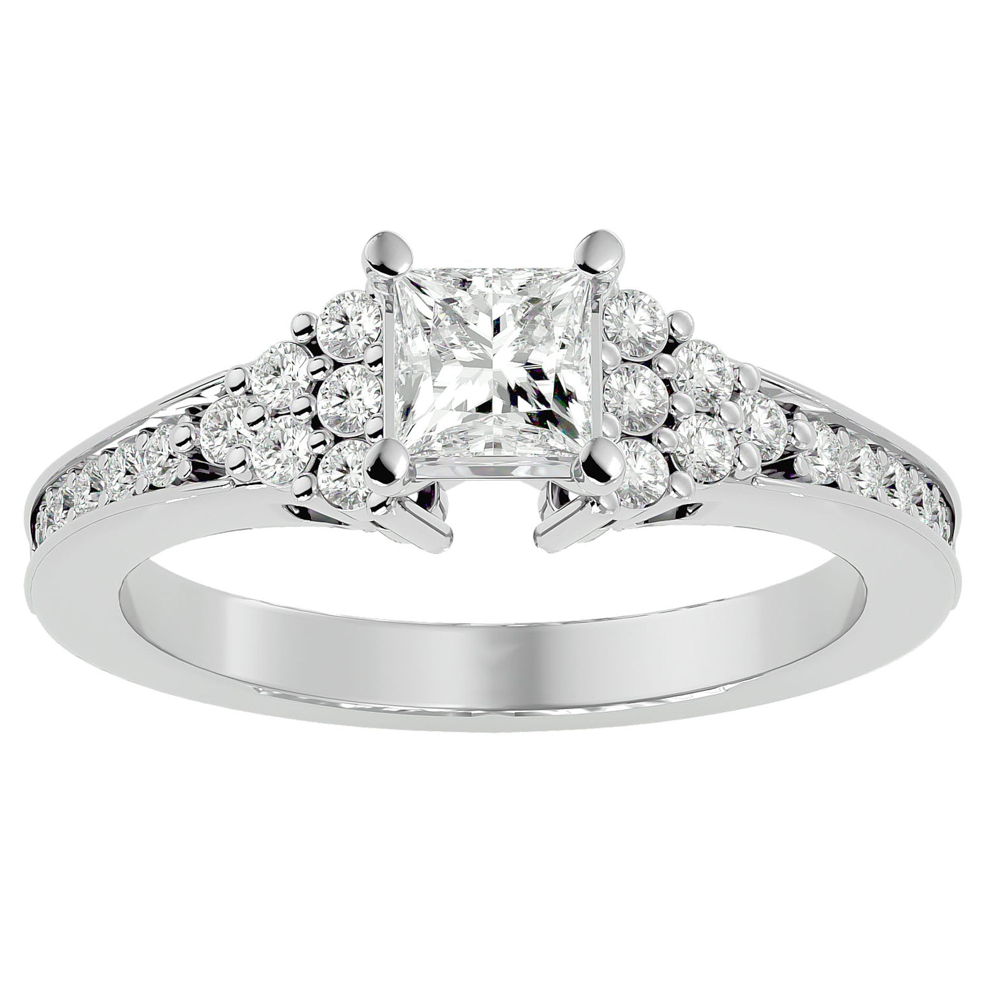Inel de Logodnă cu Diamante Naturale Tăietură Princess de 0.92 ct din Platina - Castelo.ro